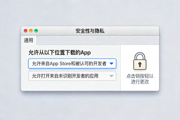 macOS系统隐私与安全性设置界面截图 - 展示允许运行来自未识别开发者的应用选项