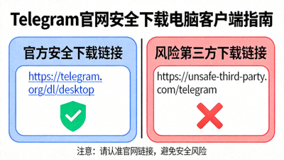 如何从Telegram官网安全下载电脑客户端文章配图 - 对比显示官方安全下载链接与风险第三方链接