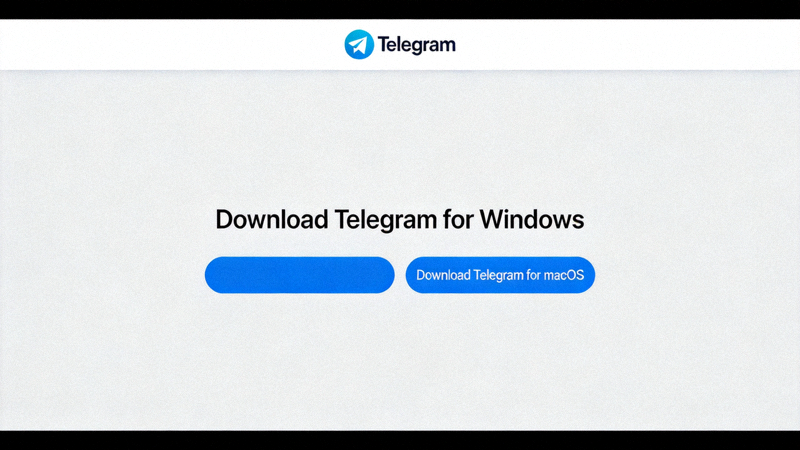Telegram官方网站下载页面截图 - 显示Windows和macOS下载按钮