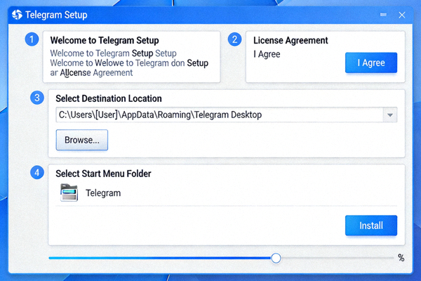 Telegram Windows安装过程截图 - 显示安装向导界面
