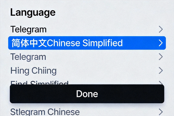 Telegram语言选择列表截图 - 高亮显示简体中文Chinese Simplified选项
