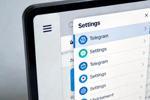 Telegram桌面版打开设置菜单的界面截图 - 显示左上角三条横线菜单和Settings选项