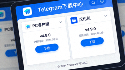 直达Telegram下载中心文章配图 - 显示下载中心网页界面，突出PC客户端和汉化包选项